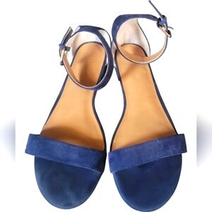 J. Crew Elegant Women's Adjustable Ankle Strap Navy Blue Suede Sandals Sz 7.5